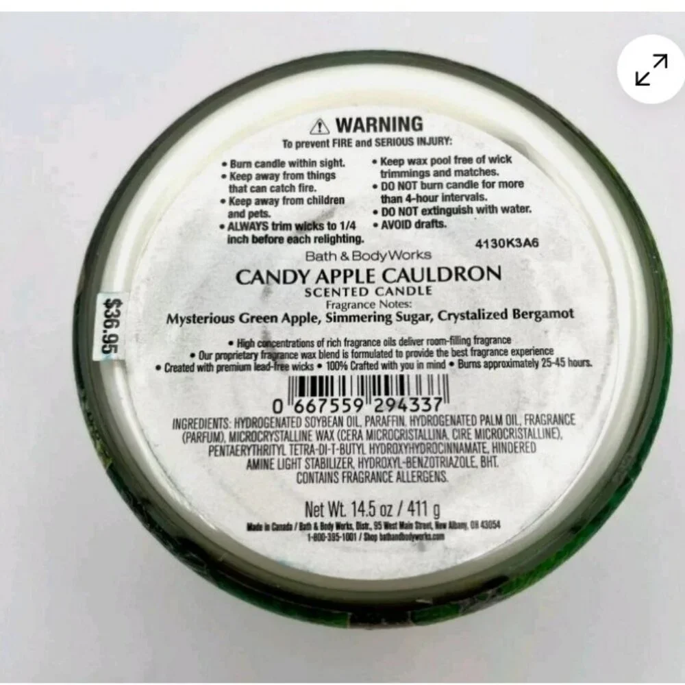 BBW Bath & Body Works Candy Apple Cauldron 3-Wick Candle Halloween - NWT - Picture 5 of 5